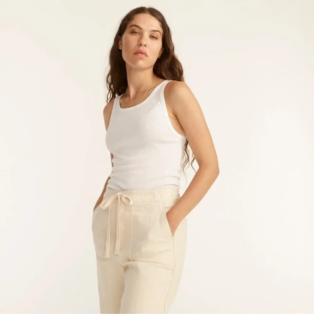 NWT J. CREW Tie Waist Camp Pant in Denim Stripe Size S
